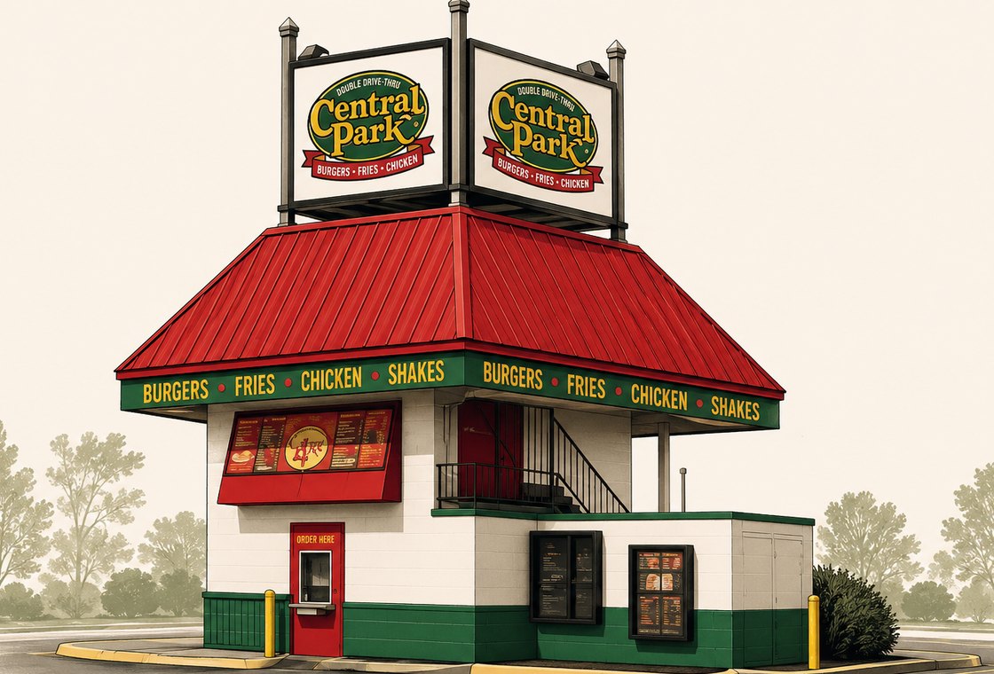 A Central Park double drive-thru restaurant